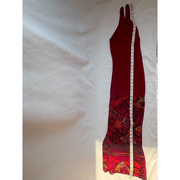 Vintage Red Slip Light Maxi Beachy Dress 2 Boho Ornaments Vacation Swim Cover - Picture 8 of 9